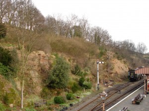 Cutting through the Bridgnorth Sandstone Formation at Bewdley station