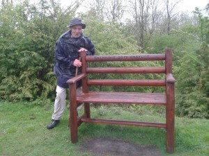 Ray Whiley with his 'Champions' bench on Little Doward